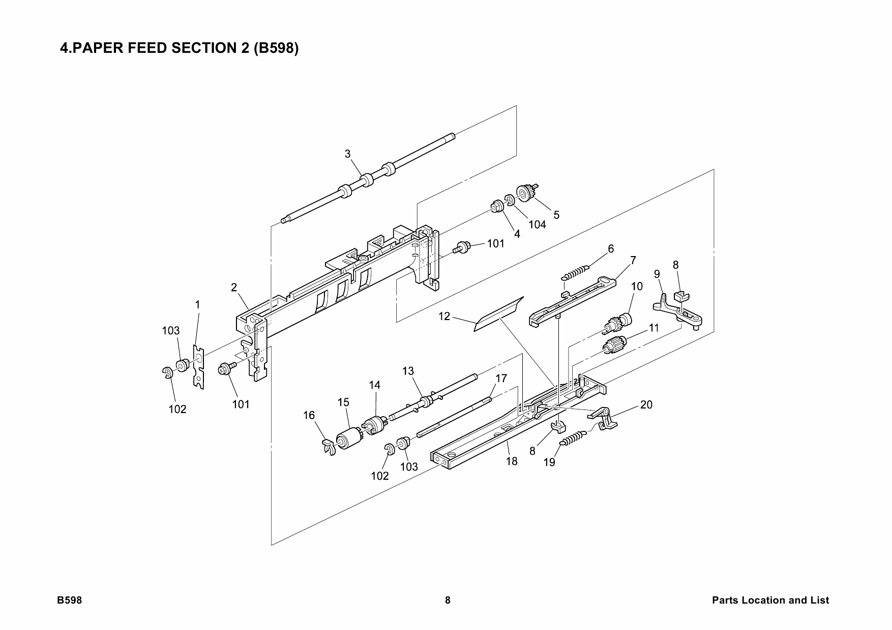 RICOH Options B598 2-TRAY-PAPER-FEED-UNIT-PS550-PS590 Parts Catalog PDF download-5